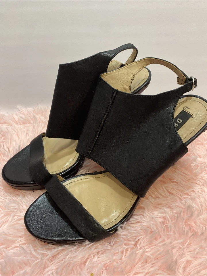 DKNY High Heels Ankle Strap Size 9.5 Black 100% Leather Dress Sandals - Image 3 of 4