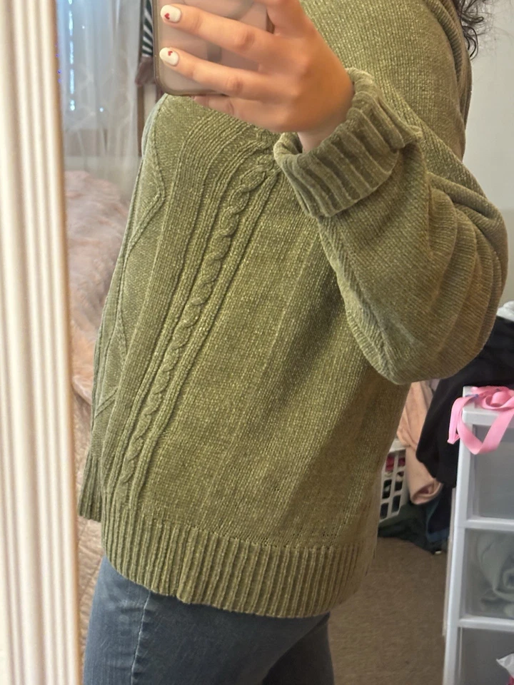 Suéter tejido Jennifer Moore para mujer otoño/otoño acogedor manga larga verde oliva Foto 4 de 4