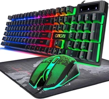 Keyboard and Mouse Gaming LED Wired Combo with Emitting Character 910b 