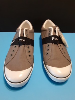 Ralph Lauren Polo Men's LANDER  Grey Canvas Shoes Size 13 NEW