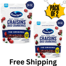 (2 PACK) Ocean Spray Craisins Dried Cranberries Original 24 Oz Bag Each