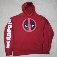 Marvel Deadpool Hoodie Mens Medium Red Pullov...