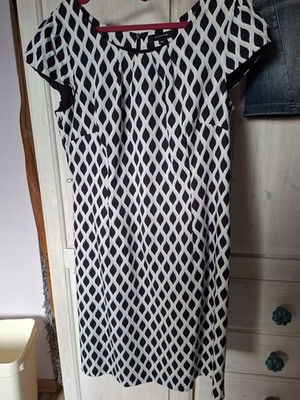 Comma Cocktailkleid Gr. 42 XL blau schwarz weiß