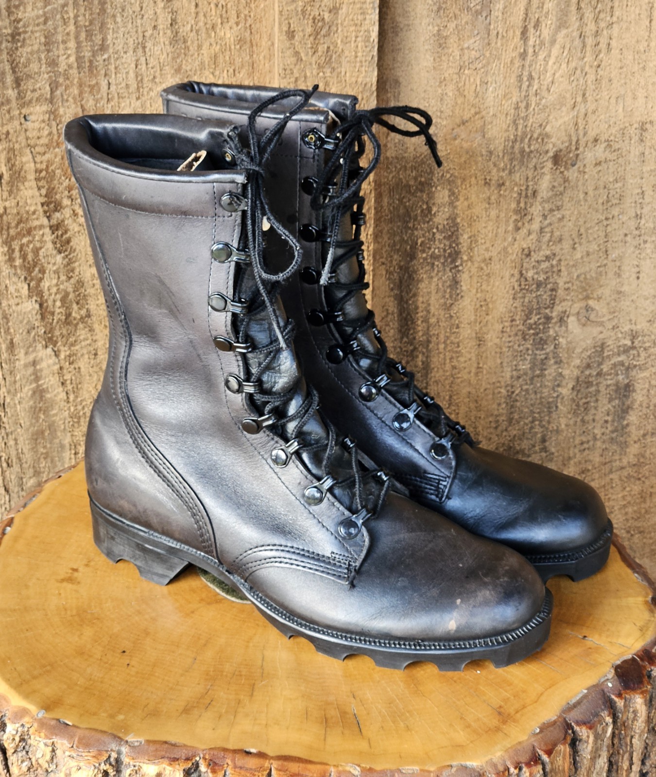 Wellco Ro Search Black Vintage US Combat Boots Leather Size 