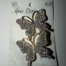 Butterfly Fashion Jewelry Iridescent Rhinestone Alligator HAIR CLIP NEW
