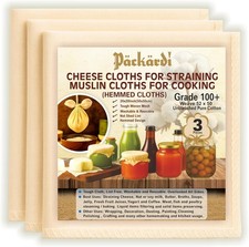 Grade 100+ PACKARDI Cheesecloth Pack of 3 Muslin Cloths for Cooking 50x50 cm, R
