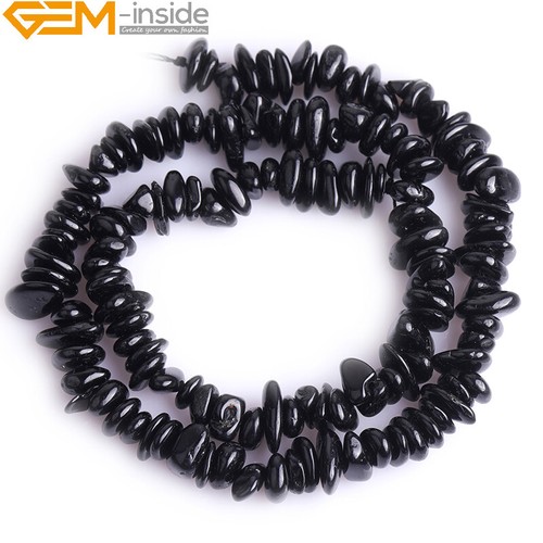 Freeform Natural Black Tourmaline Loose Beads Jewelry Making 15" Gift 4x8mm - Picture 3 of 7