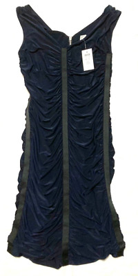 NWT $158 Cache Sz 8 Midi Navy Stretch Bodycon Formal Cocktail Evening Dress