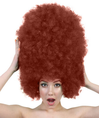 HPO Erwachsene Unisex übergroße lange lockige Jumbo Afro Perücke Kollektion (dunkelkastanienbraun)