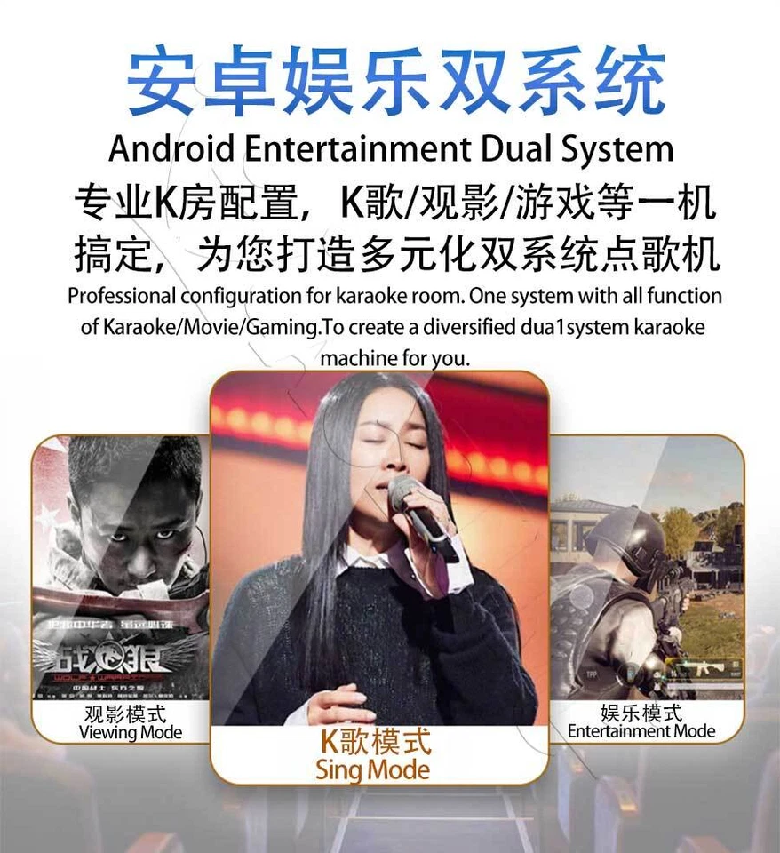 InAndon V5 MAX 22" Touch screen Karaoke Player Mix ECHO 2*Mics 10T 168K songs - Image 4 of 4