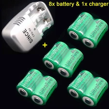 1PC Charger + 8PC Ultrafire CR2 3V 800MAH Li-ion Rechargeable Battery Batteries
