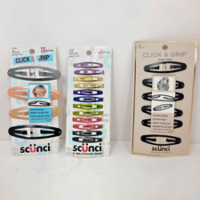 Scunci Hair Barrettes 3 Packs Multicolor Metal Oval Click And Grip Accessory