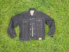 Vintage 90s Y2K Guess black denim jean trucker hip hop jacket L USA made