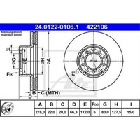 Ate 2X Bremsscheibe Vorne 2780 BelüFtet FüR Mercedes-Benz Sl R107 C107