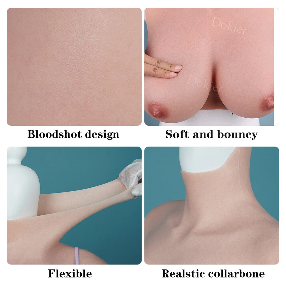 Realistic Silicone Breast Forms Breast Plate Fake Boobs B-H Cup For Crossdresser - Image 3 of 4