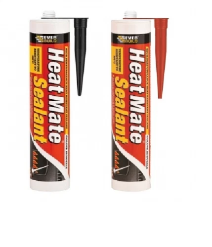 EVERBUILD Heat Mate Silicone Sealant Black/Red High Temps Resistant Fire Log Burner Stoves