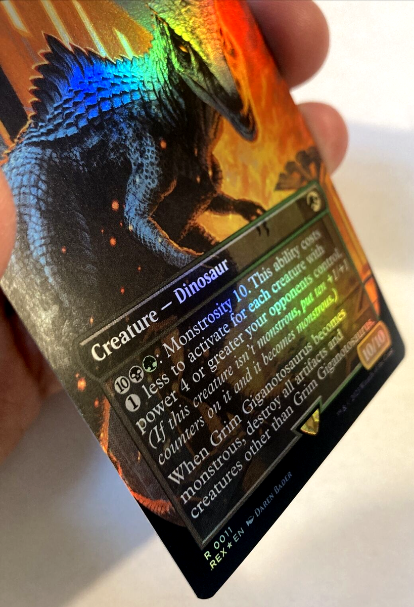 MTG Grim Giganotosaurus *BORDERLESS FOIL* Jurassic World