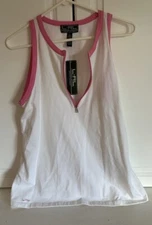 Lauren Active Pink And White Zipper T Shirt XL NWT Ralph Lauren