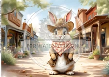 Western Bunny | A3 Rice Paper | Paper for Decoupage | Decoupage Central