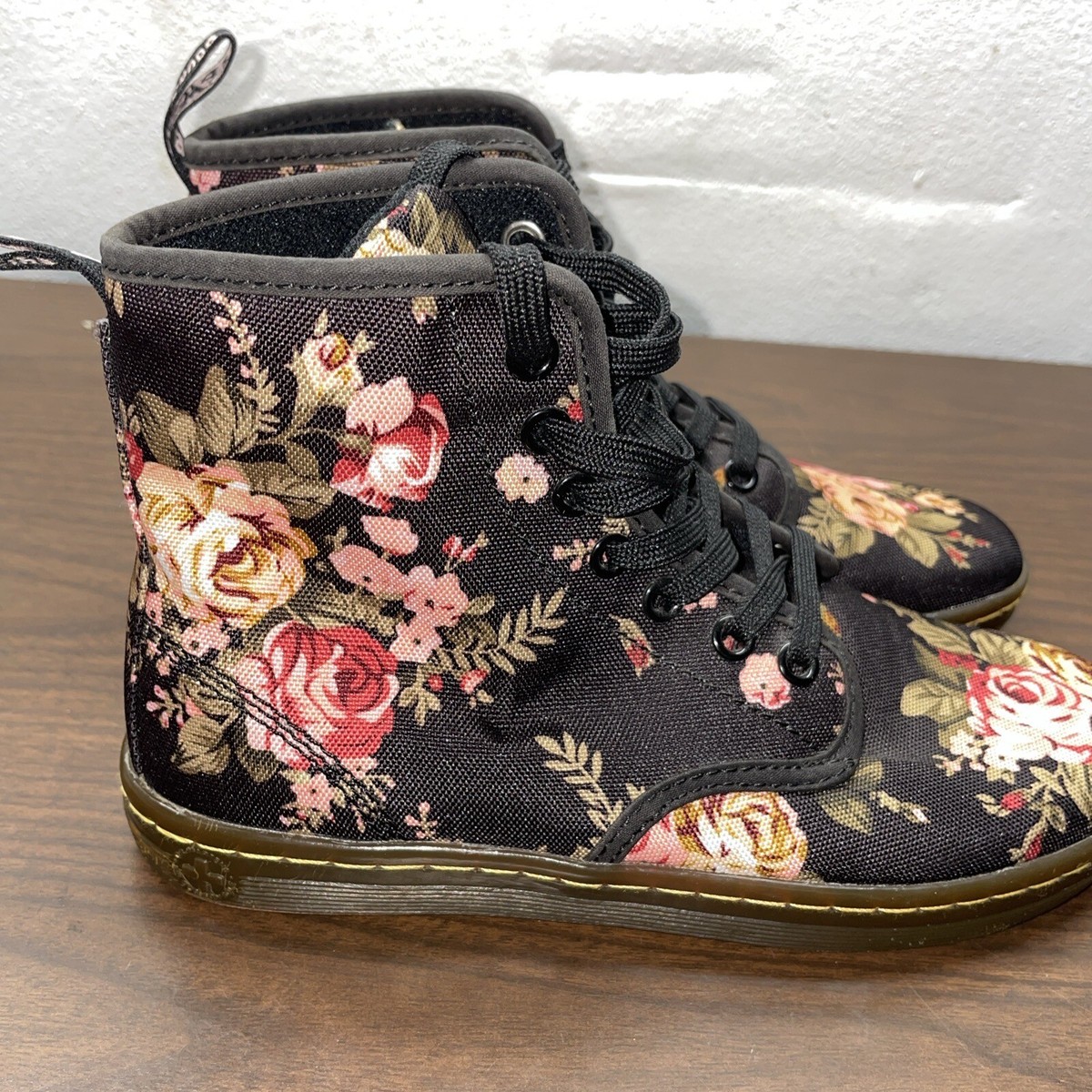 Doc Martens Floral Canvas Boots Air Wair Soles AW004 Women's