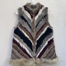 Elizabeth James Tanya Fur Gilet Vest Womens Extra Small 38 Stripe Mob Wife £1250