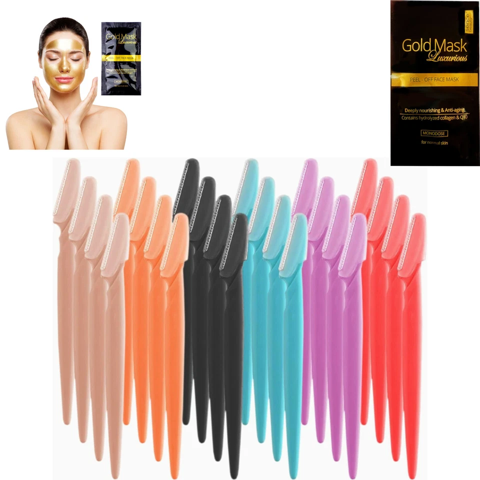 BAMBOO PANDA Eyebrow Razors Dermaplanning Portable Facial Razor - With A FREE Face Mask