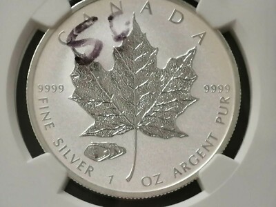 2016 シルバー カナダ $5 メープル リーフ 陰陽プライベート 2016 SILVER CANADA $5 MAPLE LEAF MONKEY PRIVY NGC REVERSE