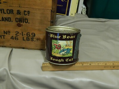 Blue Boar Rough Cut ~ The American Tobacco Co. ~ Metal Canister w/ Tax  Stamp ~
