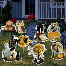 8 Pcs Halloween Yard Sign Large Halloween Yard Stakes Vintage Halloween Lawn