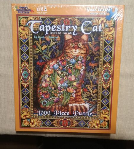 NIB Tapestry Cat 1000 Piece Puzzle LARGER Pieces By White Mountain * - Picture 1 of 4