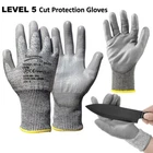 LEVEL 5 PU ANTI CUT PROOF RESISTANT GLOVES GRIP PROTECTION WORK SAFETY GREY