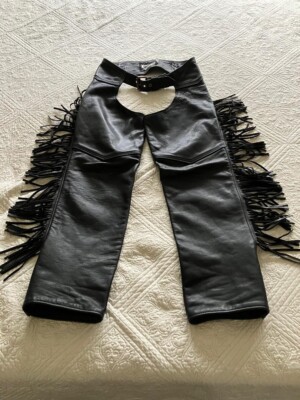 Chaps de moto en cuir noir FMC vintage - années 1990 - de Chaps de moto en cuir noir FMC vintage - années 1990 - de
