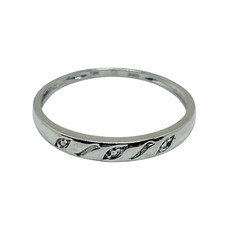 Solid 10k White Gold Diamond Thin Wedding Band Size 9.5