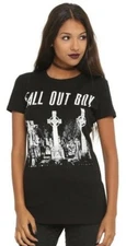 Fall Out Boy Juniors FOB Graveyard Coffin Black Tee Shirt New S-3XL