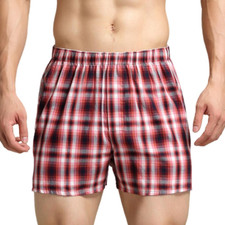 Men's Cotton Plaid Breathable Boxers Sleep Shorts New Arrivals Home Underwear