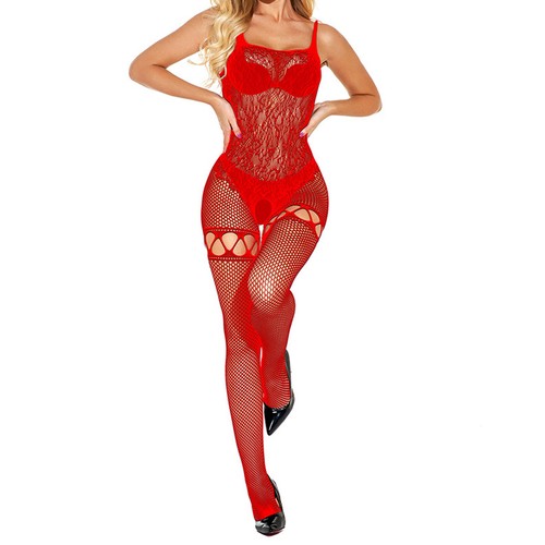Women's Sexy Mesh Bodytockings Hollow Out Fishnet Sleepwear Open Crotch Jumpsuit - Picture 20 of 45