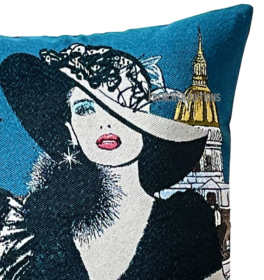 Funda de almohada francesa hecha a mano, I Love Paris 16 X 16 hecha en Francia Foto 2 de 4