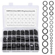 1200Pcs O -Rings Kits, 24 Sizes(6-28Mm ID) Rubber O -Ring Assortment Kit for Plu