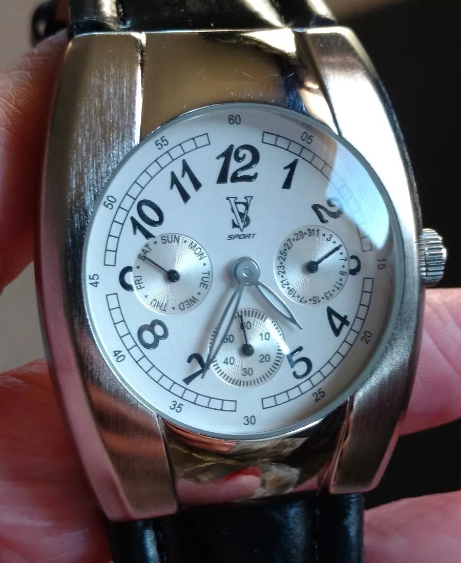 Mens VS Sport Watch Day Date Sub Second Water Resistant 30M Unworn