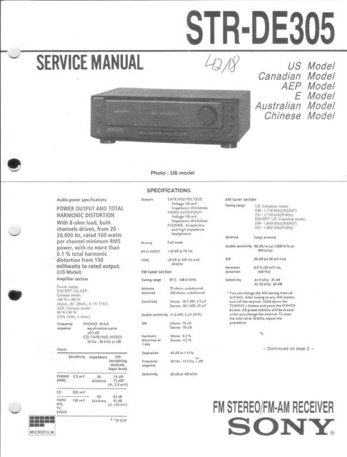 Sony Original Service Manual für STR-DE 305