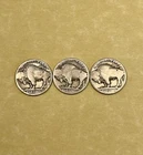 Lot of 3 Buffalo Nickels Coins Unreadable/Worn Dates Free Shipping See Pictures