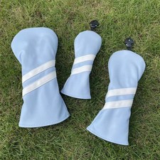 3pcs Golf Wood Head Covers 3 Colors Selections  White, Black, Light Blue 