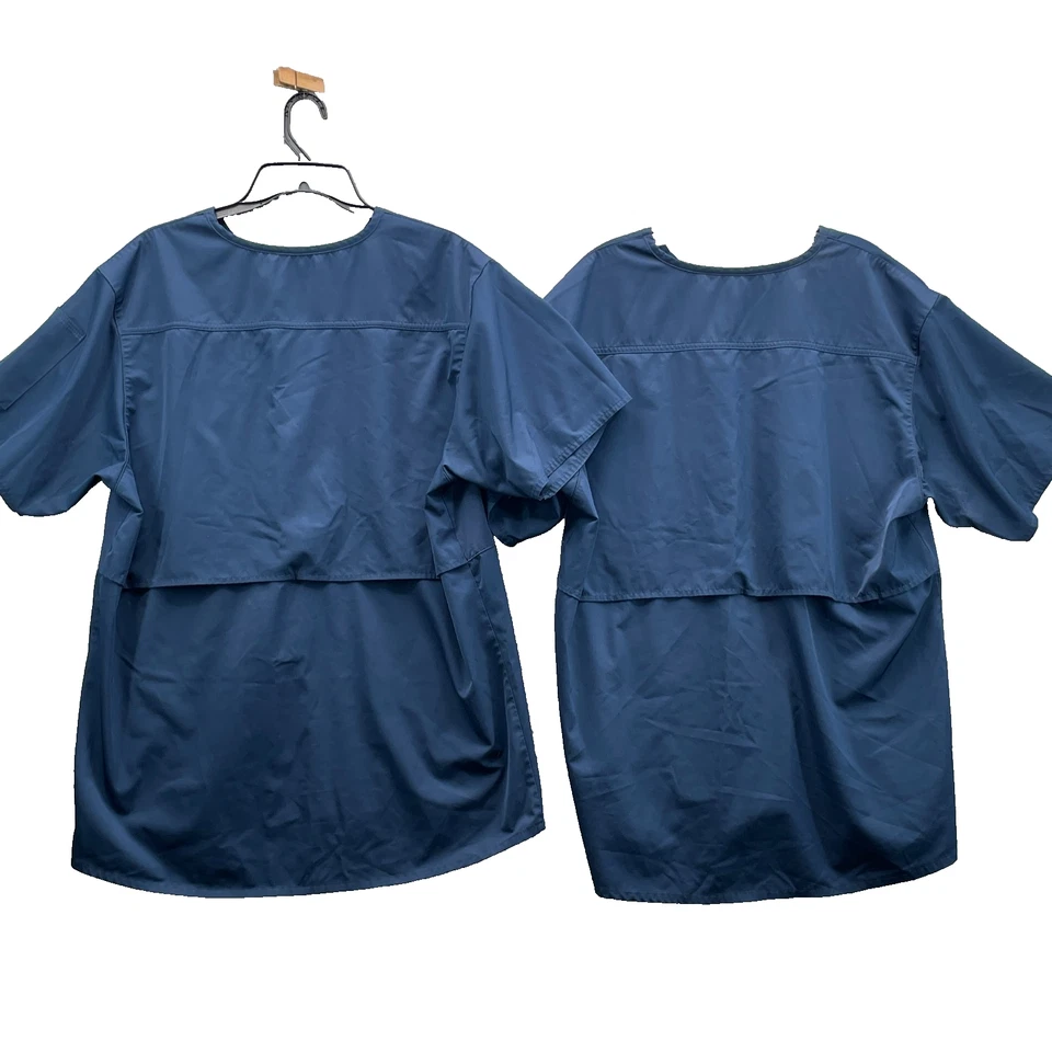 LOTE (2) Blusa Médica Carhartt Para Hombres Grande Azul Uniforme Ropa de Trabajo Profesional Médica Foto 2 de 4