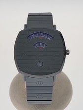 GUCCI SS Stainless Steel 41mm Black Dial Quartz Wristwatch #2nW7315