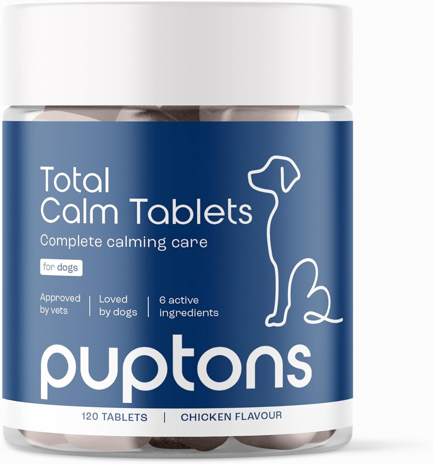 Puptons Total Calming Supplement for Dogs | (30 Tablets) Dog Anxiety & Separatio