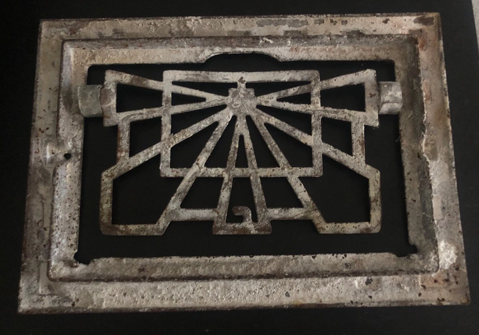 Art Deco Heating Grate Cast Iron Vintage Symonds Vent Cover 13.75" x 9.75" - Image 3 of 3