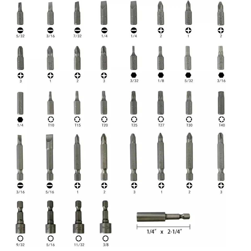 Keegan Tools Screwdriver Bit Set Nut Driver Torx Phillips Tool Hex Bits, 37 Pcs - Image 3 of 4