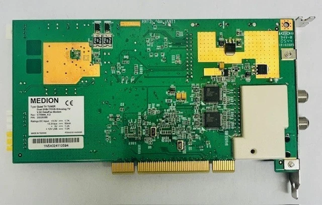 Medion Quad TV TUNER CTX944_V.2 Dual DVB-T Data/Fax Modem PCI TV-Tuner Card - Image 2 of 4