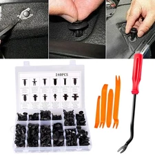 240pcs Car Retainer Auto Fasteners Push Trim Plastic Clips Pin Rivet Bumper Kit