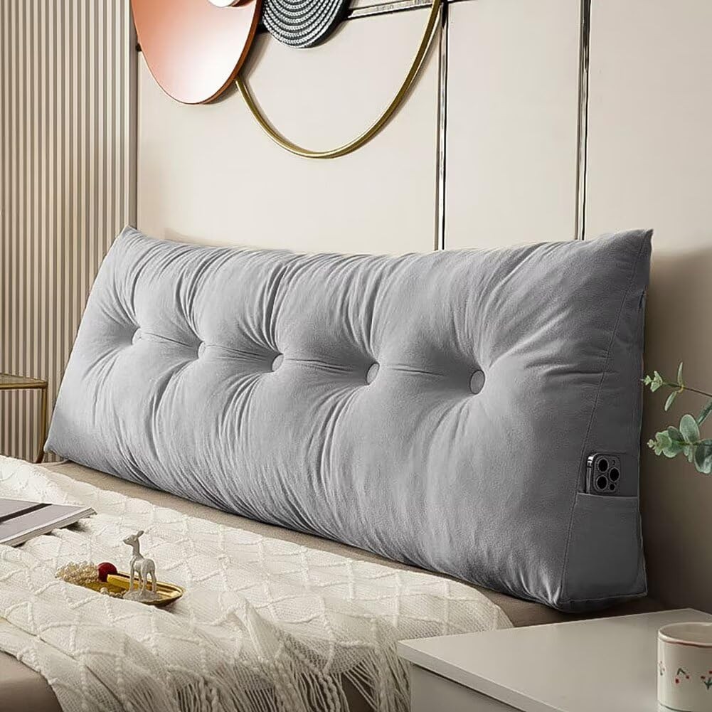 Triangular Wedge Headboard Pillow Twin Size Dorm Backrest Support Cushion-image